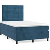 Image de vidaXL Lit boxspring avec matelas bleu foncé 120x200 cm velours