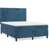 Image de vidaXL Lit boxspring avec matelas bleu foncé 140x190 cm velours