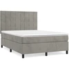 Image de vidaXL Lit boxspring avec matelas gris clair 140x200 cm velours