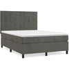 Image de vidaXL Lit boxspring avec matelas gris foncé 140x200 cm velours