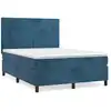 Image de vidaXL Lit boxspring avec matelas bleu foncé 140x200 cm velours
