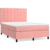 Image de vidaXL Lit boxspring avec matelas rose 140x200 cm velours