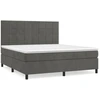 Image de vidaXL Lit boxspring avec matelas gris foncé 160x200 cm velours
