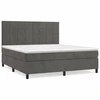 Image de vidaXL Lit boxspring avec matelas gris foncé 180x200 cm velours
