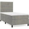 Image de vidaXL Lit boxspring avec matelas gris clair 90x190 cm velours