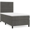 Image de vidaXL Lit boxspring avec matelas gris foncé 90x190 cm velours