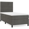 Image de vidaXL Lit boxspring avec matelas gris foncé 90x200 cm velours