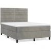 Image de vidaXL Lit boxspring avec matelas gris clair 140x190 cm velours