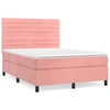 Image de vidaXL Lit boxspring avec matelas rose 140x190 cm velours