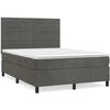 Image de vidaXL Lit boxspring avec matelas gris foncé 140x200 cm velours