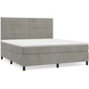Image de vidaXL Lit boxspring avec matelas gris clair 160x200 cm velours