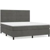 Image de vidaXL Lit boxspring avec matelas gris foncé 160x200 cm velours