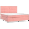 Image de vidaXL Lit boxspring avec matelas rose 160x200 cm velours