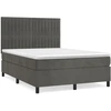 Image de vidaXL Lit boxspring avec matelas gris foncé 140x190 cm velours