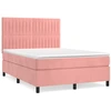 Image de vidaXL Lit boxspring avec matelas rose 140x190 cm velours
