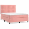 Image de vidaXL Lit boxspring avec matelas rose 140x200 cm velours