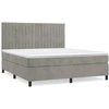 Image de vidaXL Lit boxspring avec matelas gris clair 160x200 cm velours