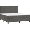 Image de vidaXL Lit boxspring avec matelas gris foncé 160x200 cm velours