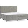 Image de vidaXL Lit boxspring avec matelas gris clair 200x200 cm velours