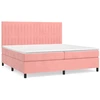 Image de vidaXL Lit boxspring avec matelas rose 200x200 cm velours