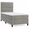 Image de vidaXL Lit boxspring avec matelas gris clair 90x200 cm velours