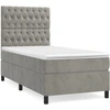 Image de vidaXL Lit boxspring avec matelas gris clair 100x200 cm velours