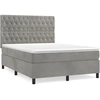 Image de vidaXL Lit boxspring avec matelas gris clair 140x190 cm velours