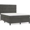 Image de vidaXL Lit boxspring avec matelas gris foncé 140x190 cm velours