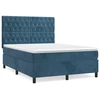 Image de vidaXL Lit boxspring avec matelas bleu foncé 140x190 cm velours