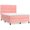Image de vidaXL Lit boxspring avec matelas rose 140x190 cm velours