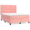 Image de vidaXL Lit boxspring avec matelas rose 140x200 cm velours