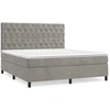 Image de vidaXL Lit boxspring avec matelas gris clair 160x200 cm velours