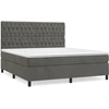 Image de vidaXL Lit boxspring avec matelas gris foncé 180x200 cm velours
