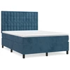 Image de vidaXL Lit boxspring avec matelas bleu foncé 140x190 cm velours