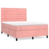 Image de vidaXL Lit boxspring avec matelas rose 140x190 cm velours