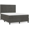 Image de vidaXL Lit boxspring avec matelas gris foncé 140x200 cm velours