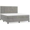 Image de vidaXL Lit boxspring avec matelas gris clair 180x200 cm velours