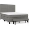 Image de vidaXL Lit boxspring avec matelas gris foncé 140x190 cm Tissu