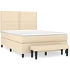 Image de vidaXL Lit boxspring avec matelas Crème 140x200 cm Tissu