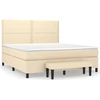 Image de vidaXL Lit boxspring avec matelas Crème 180x200 cm Tissu