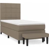 Image de vidaXL Lit boxspring avec matelas Taupe 90x190 cm Tissu