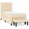 Image de vidaXL Lit boxspring avec matelas Crème 90x200 cm Tissu