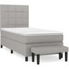 Image de vidaXL Lit boxspring avec matelas gris clair 100x200 cm Tissu