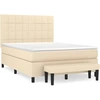 Image de vidaXL Lit boxspring avec matelas Crème 140x200 cm Tissu