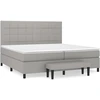 Image de vidaXL Lit boxspring avec matelas gris clair 200x200 cm Tissu