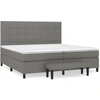 Image de vidaXL Lit boxspring avec matelas gris foncé 200x200 cm Tissu