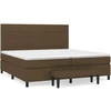 Image de vidaXL Lit boxspring avec matelas brun foncé 200x200 cm Tissu