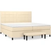 Image de vidaXL Lit boxspring avec matelas Crème 200x200 cm Tissu