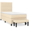 Image de vidaXL Lit boxspring avec matelas Crème 80x200 cm Tissu