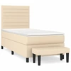 Image de vidaXL Lit boxspring avec matelas Crème 90x200 cm Tissu